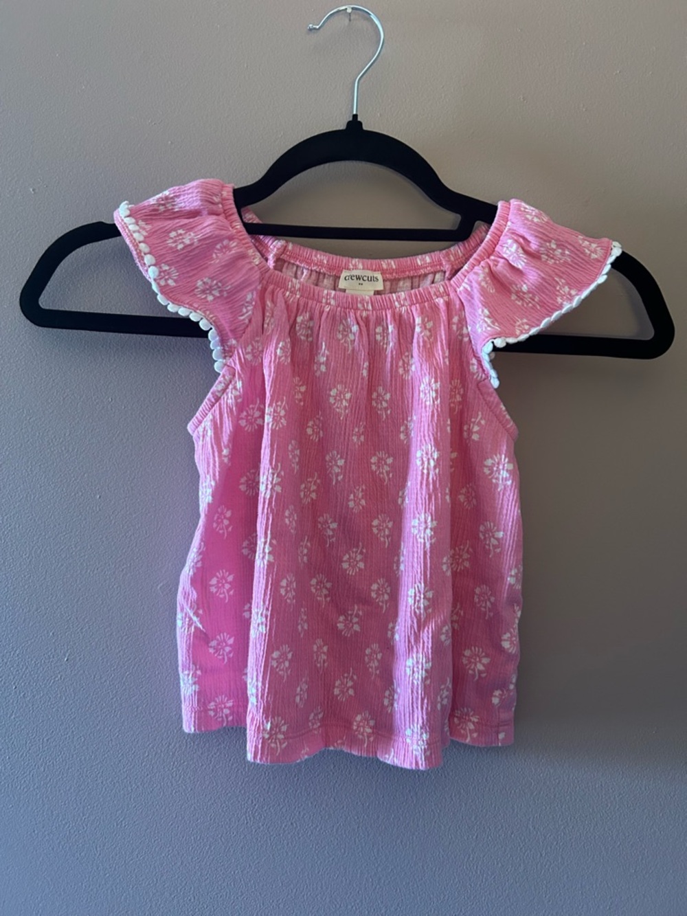 Crewcuts Pink Floral Ruffle Sleeve Tank Top